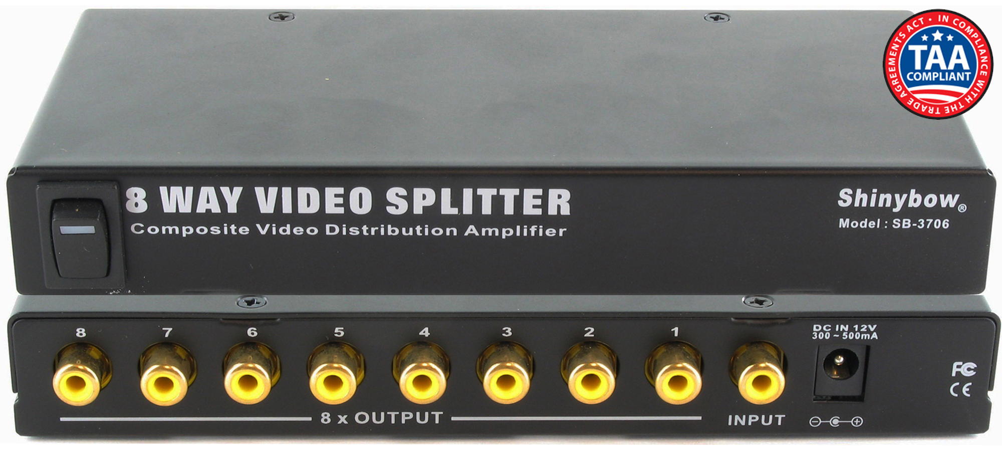 1x8 Composite Video Distribution Amplifier (RCA) | ShinybowUSA