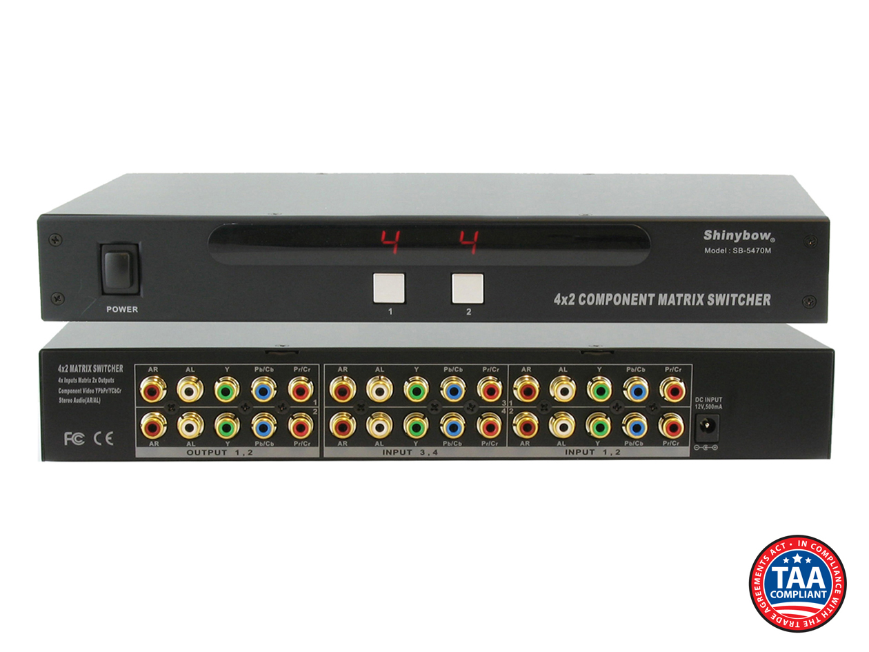 4x2 Component Video HDTV Matrix Routing Switcher w/ IR - Metal Chassis